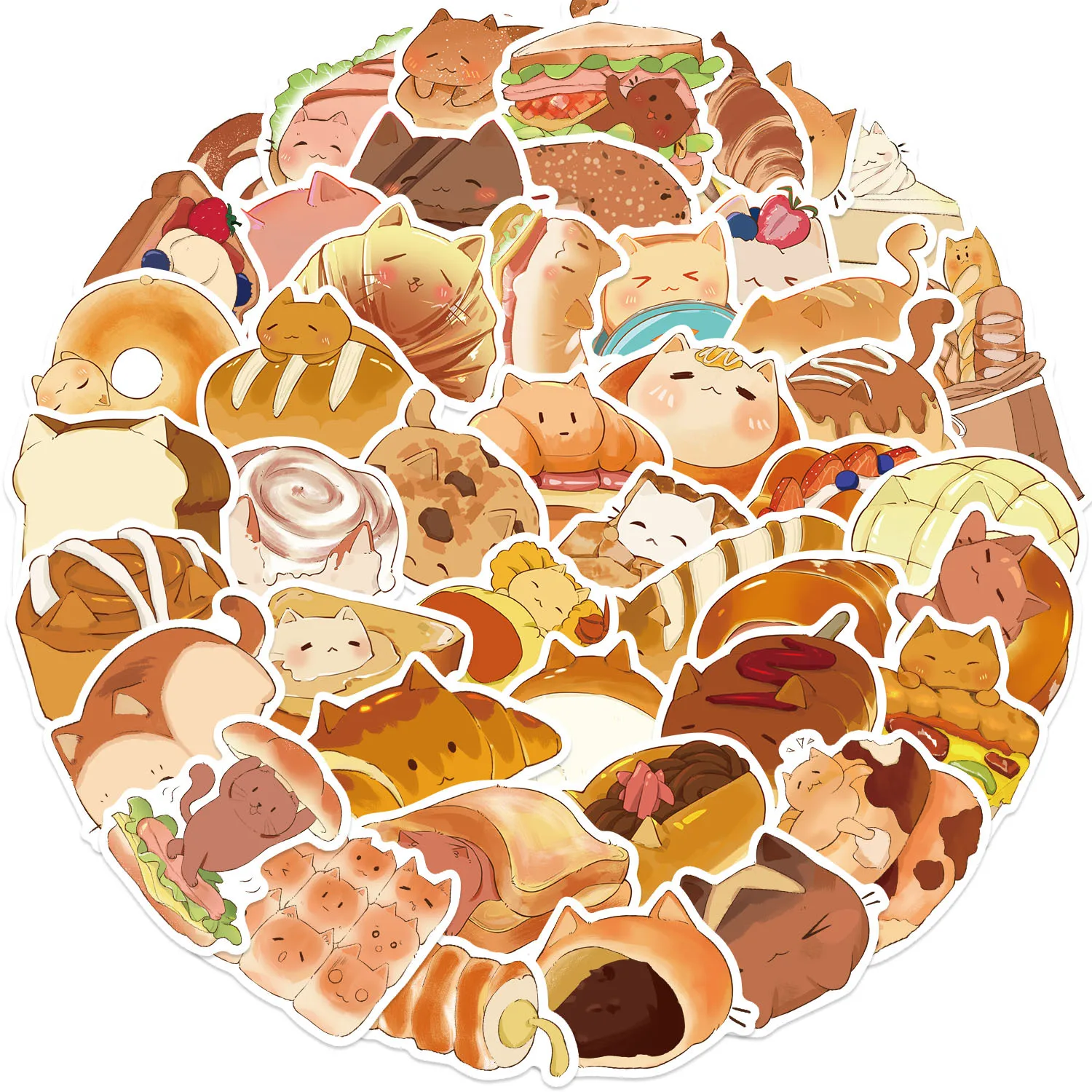 50 قطعة القطط الخبز الحلوى الكرتون الكتابة على الجدران ملصقات الهاتف الغيتار المحمول دفتر حقيبة زجاجات مياه ملصق مضاد للمياه الشارات #3