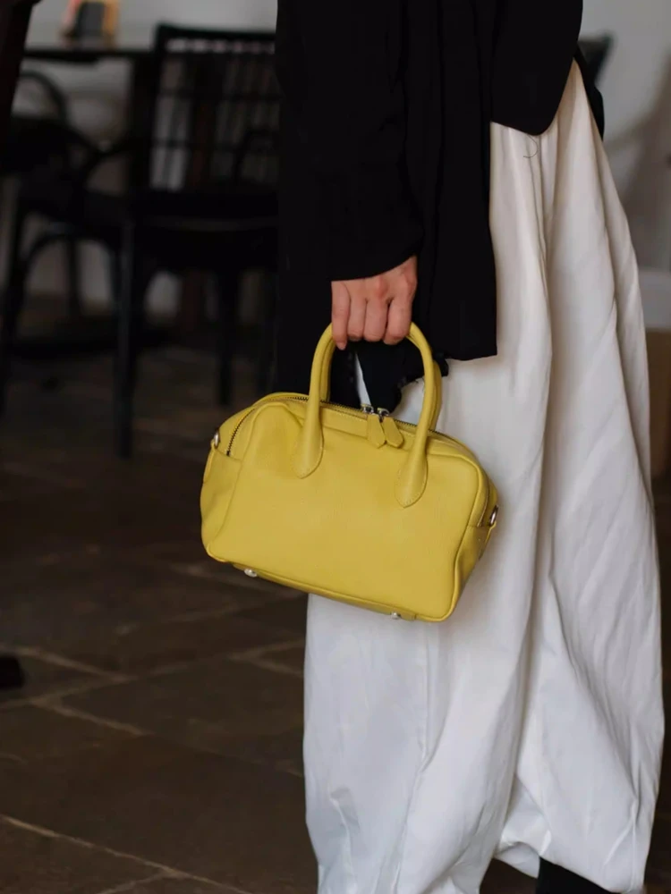 

GENGWO Fashion Simple Shell Bag\Handbag Women Genuine Leather Tote Real Leather Lady Boston Shoulder Crossbody Bag Nice New