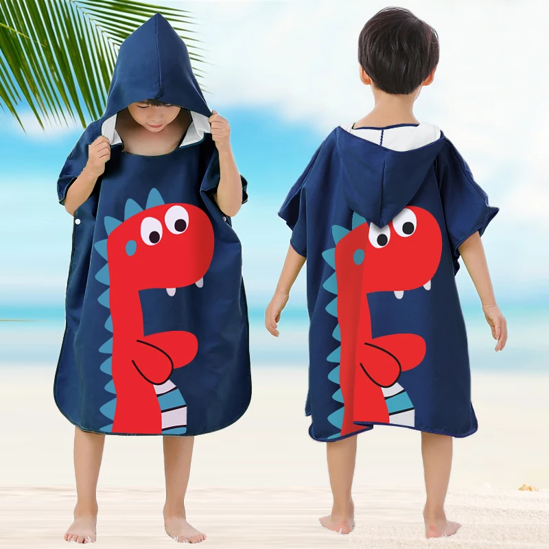 Children\'s swimming bath towel sports Quick drying absorbent towel Portable bathrobe Cloak Travel seaside beach towel wearable