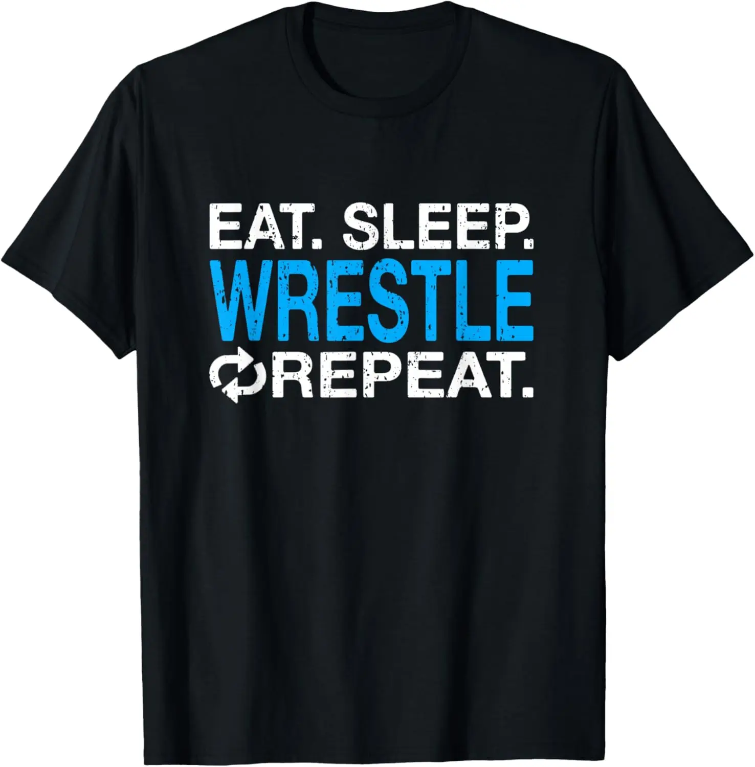 Comida. Dormir. Repetición de lucha. Divertida camiseta de lucha libre