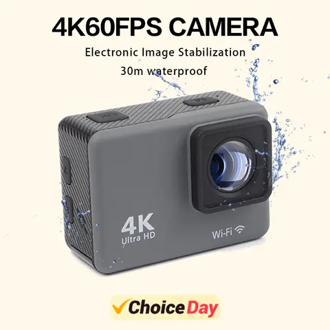 CERASTES 액션 카메라 4K60FPS WiFi 손떨림 방지 액션 카메라(원격 제어 화면 포함) 방수 스포츠 카메라 드라이브 레코더