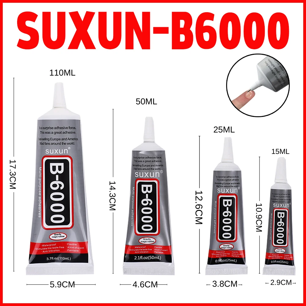 

SUXUN 15/25/50/110ML B6000 Glue Clear Contact Phone Repair Adhesive Glass Plastic Universal DIY Glue Office School Supplie