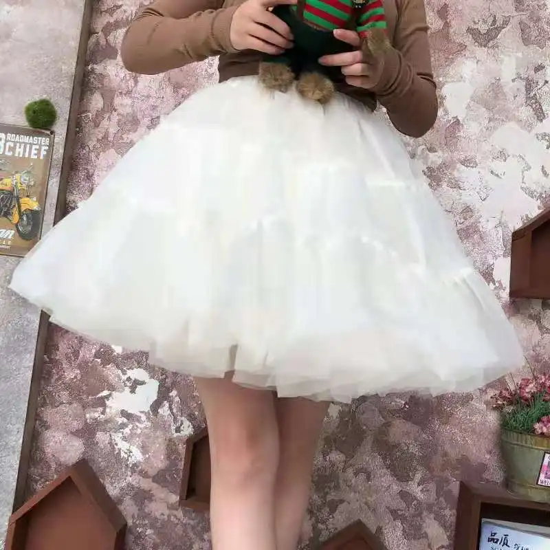 MAGOGO Rockabilly White Black Wedding Petticoat Crinoline Short Tulle Skirt Underskirt Women Tutu Half Slips Bridal Accessories