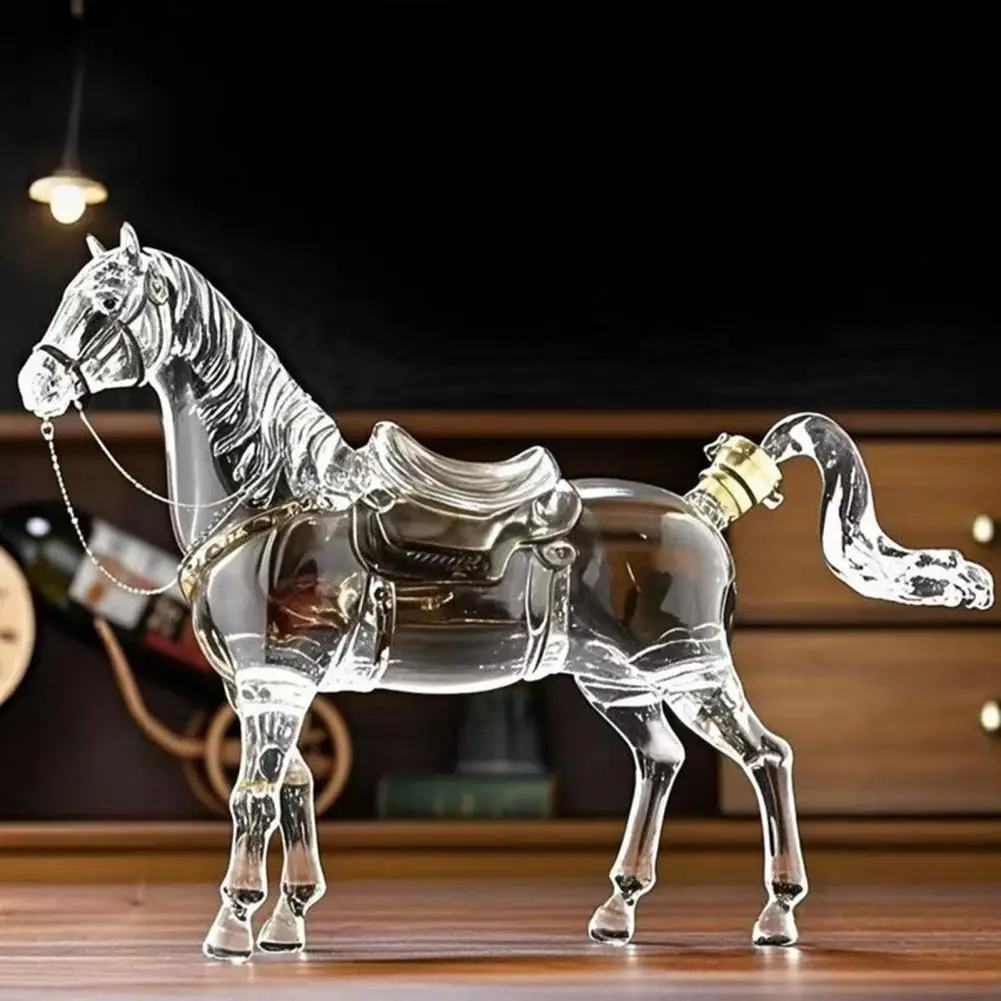 

Horse Shaped Wine Bottle Horse Shaped Wine Decanter 1000ml Glass Bottle with Silicone Stopper Horse Whiskey Storage
