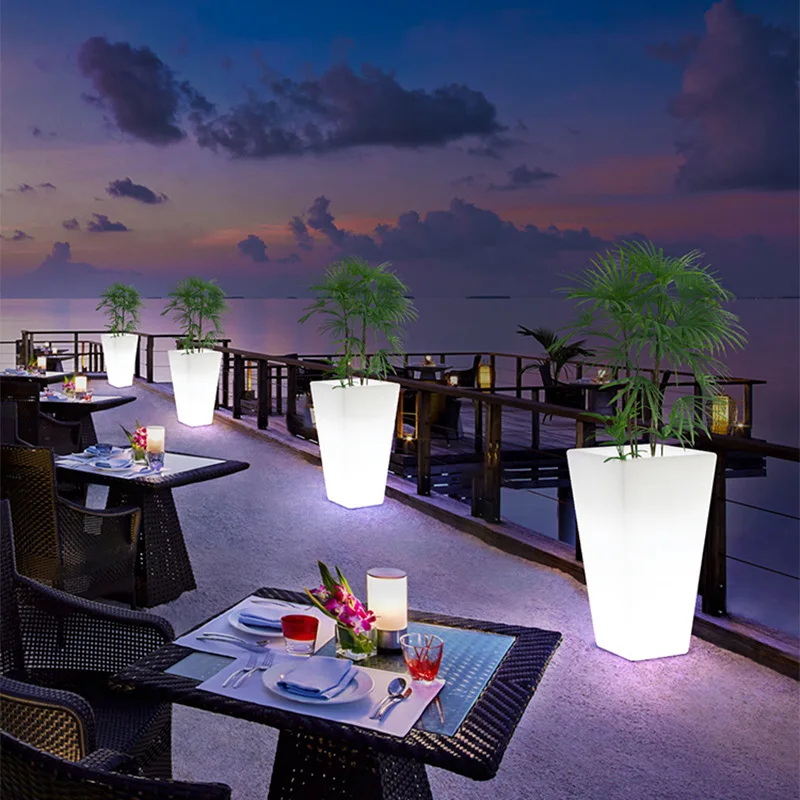 Outdoor waterproof garden luminous Gota lighting plastic solar indoor flower pot with light magic led flower pot