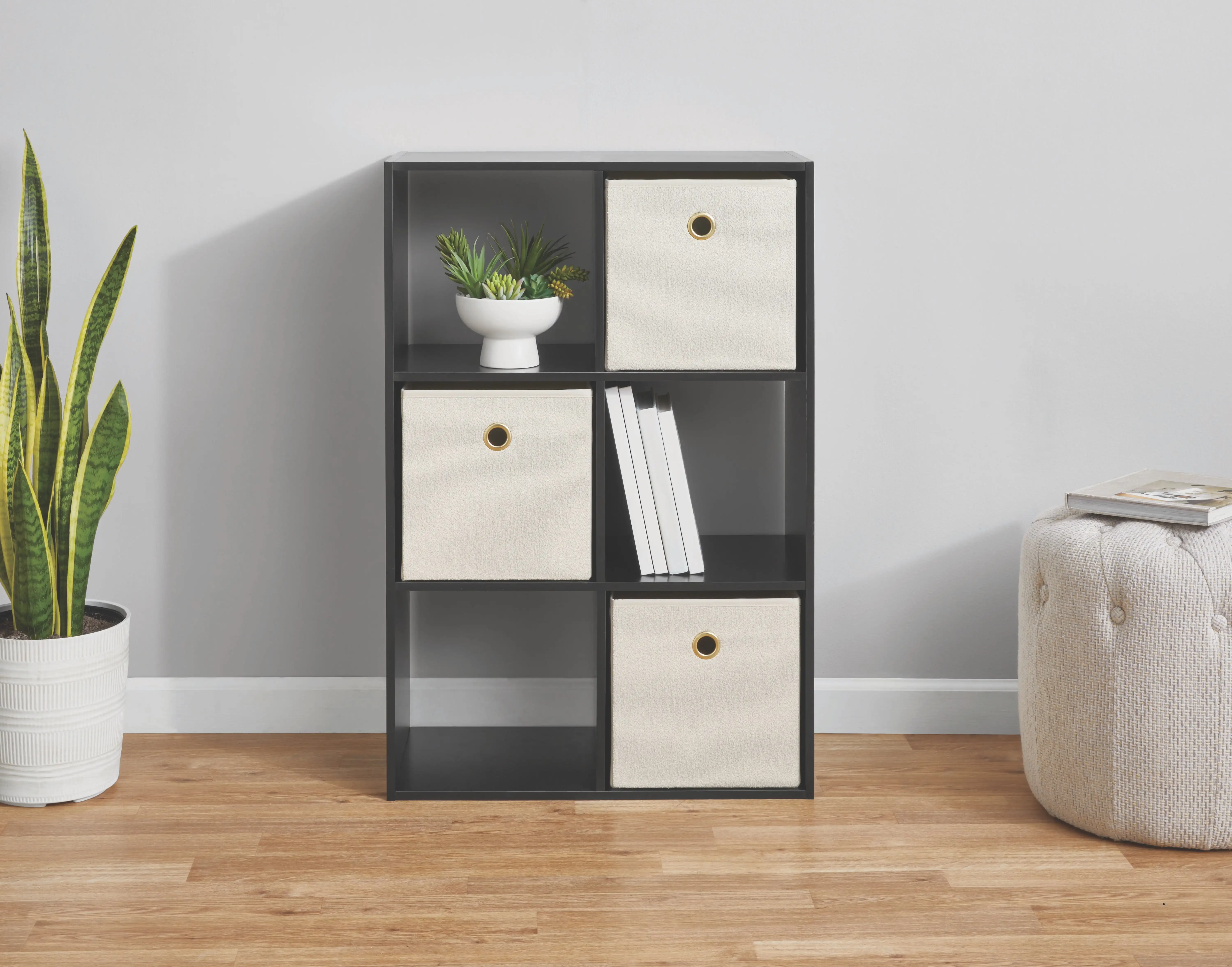6‑Cube Storage Organizer, Black Open Cubby Shelf Unit