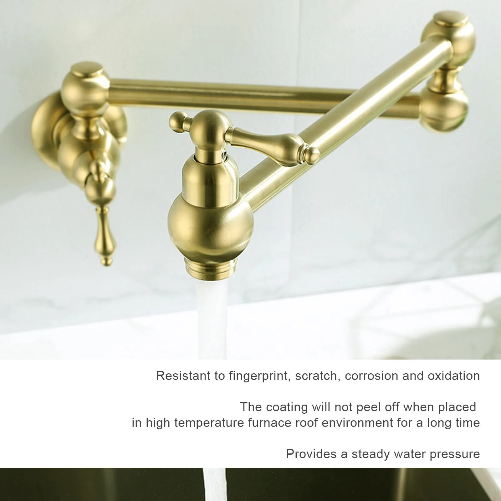 للطي لمط صنبور G1/2 الحائط صنبور المطبخ واحد الباردة 360 درجة الدورية بالوعة صنبور للطي النحاس مياه الحنفية #5