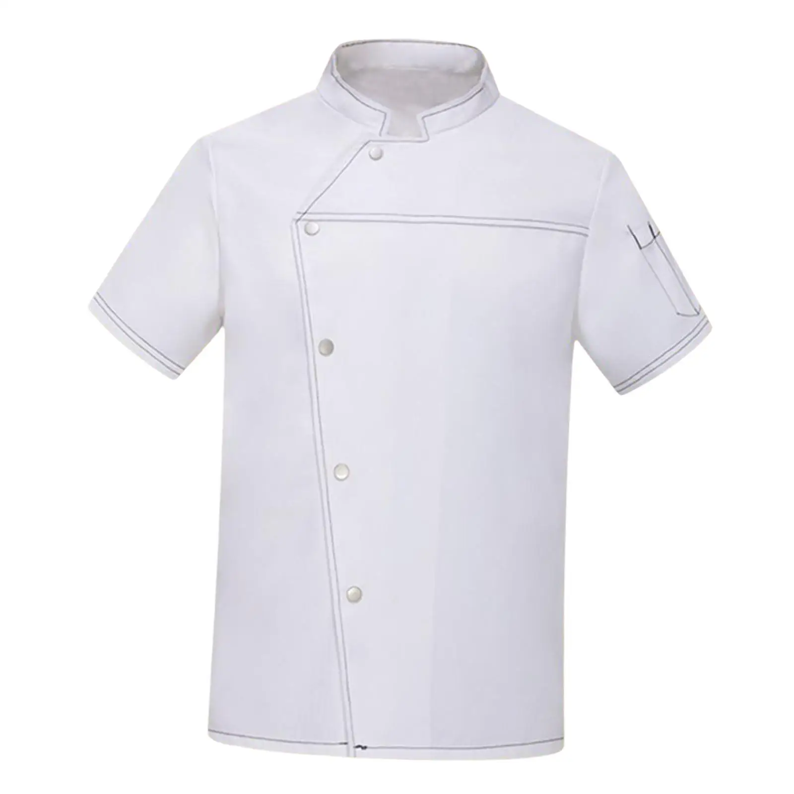 Casaco Chef manga curta para Food Service, Top Lightweight Workwear, Jaqueta Chef