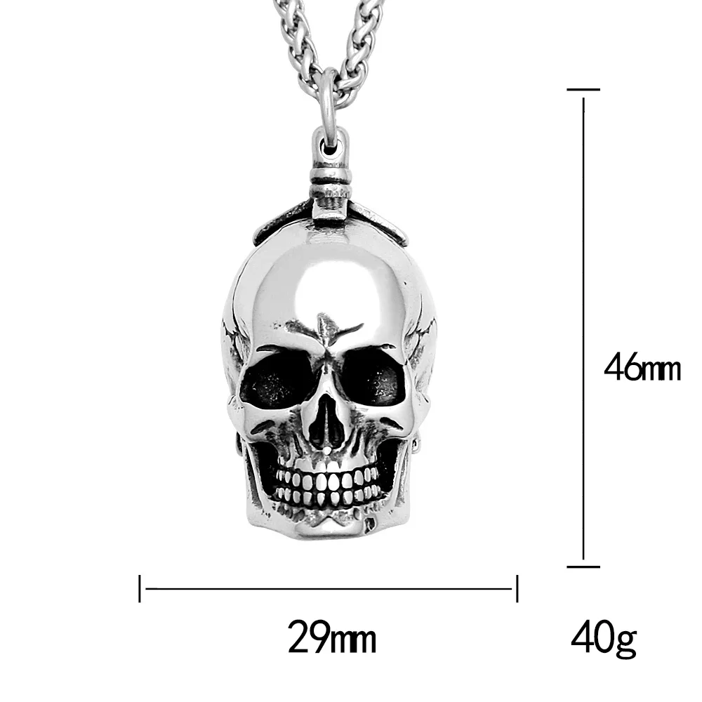 Punk Gothic Skull Pendant Necklaces For Men Stainless Steel Simple Biker Necklace Unique Amulet Jewelry Gift Dropshipping