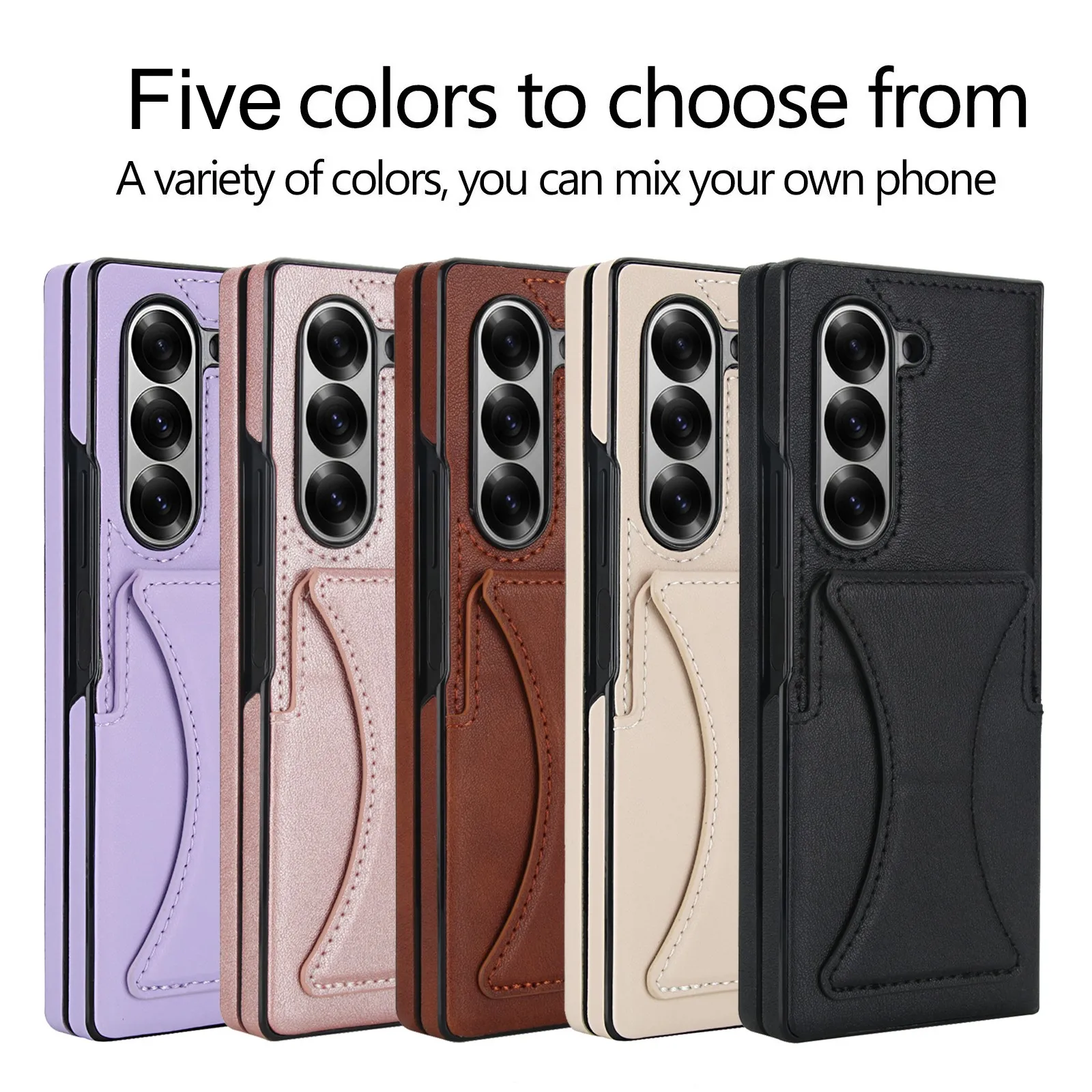 삼성 갤럭시 Z 폴드 7 6 5 4 3용 가죽 카드 지갑 슬롯 폰 케이스, 카드 홀더 스탠드 및 화면 보호 하드 커버 포함