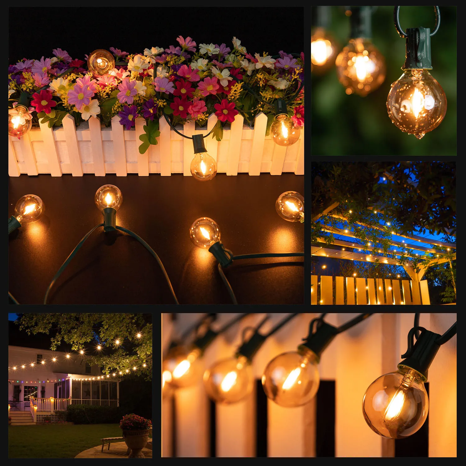 Waterproof G40 String Light 220V EU 110V US Decoration Lights Amber Glass Connectable Retro Outdoor Wedding Party Garden Light