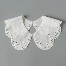 1 Pair Cotton Embroidered Water soluble Patches Collar Lace For Clothing Shirt Accessories Sewing Applique Handmade Crafts