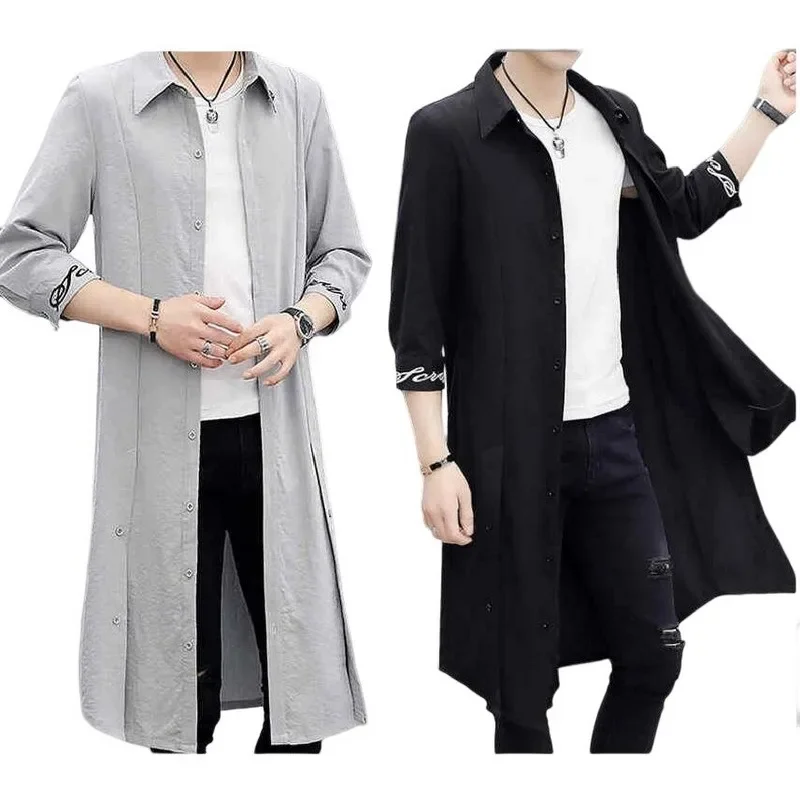 Men\'s Shirts Styles Trench Coat Mid-Length Sunscreen Cothing Outwear Men\'s Thin Outwear Clothing