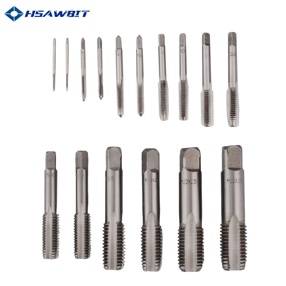 2PCS/Set HSS Machine Spiral Point Straight Fluted Screw Thread Metric Plug Hand Tap Drill Set Tools M2 M3 M4 M5 M6 M7 M8 M9 M10