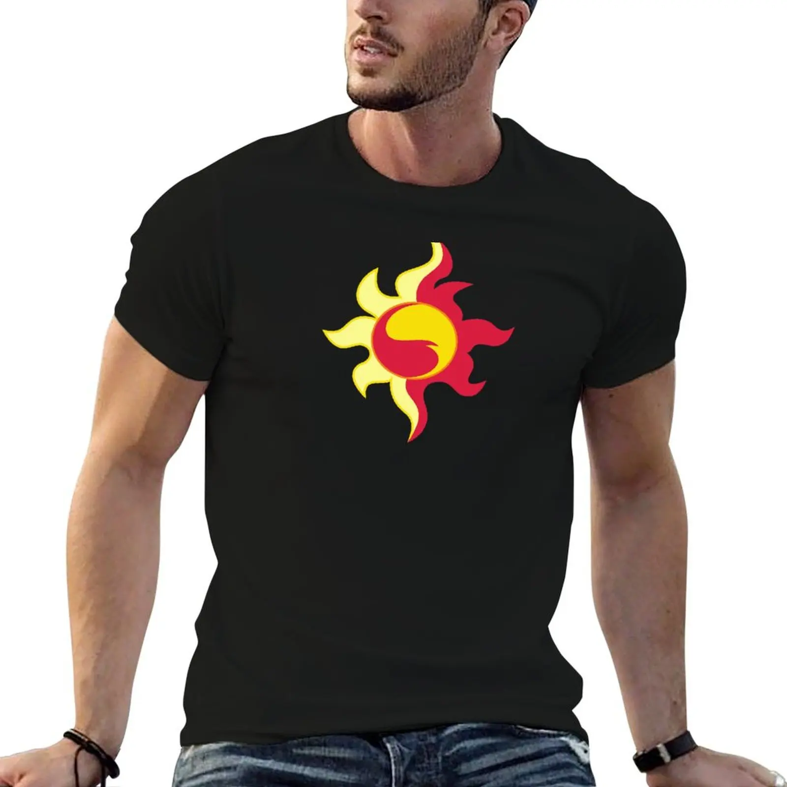 

EQG Sunset Shimmer Sun Fire Flames MLP Cutie Mark Sign T-Shirt sports fans clothes for men