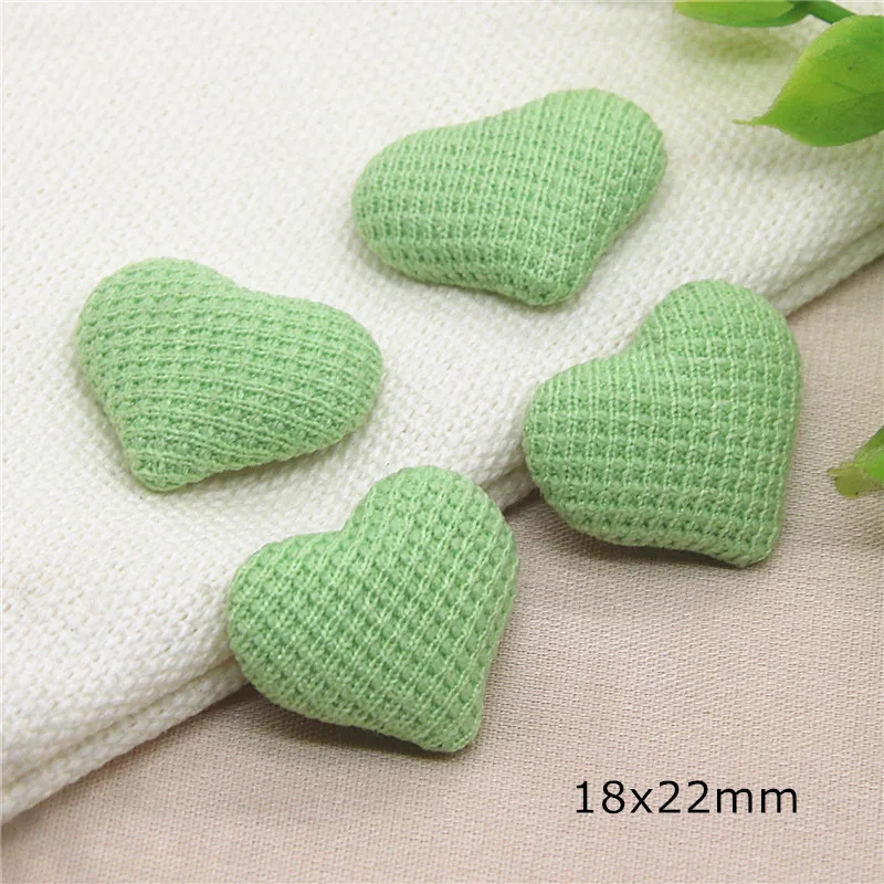 30pcs Colorful Pure Color Fabric Covered Heart Flatback Buttons Garment DIY Accessories