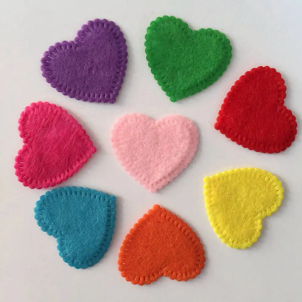 200 PZ 25mm Imbottito Feltro Cuore Appliques Artigianato Matrimonio Fare FAI DA TE/matrimonio Appliques per Abbigliamento Cuore Patch