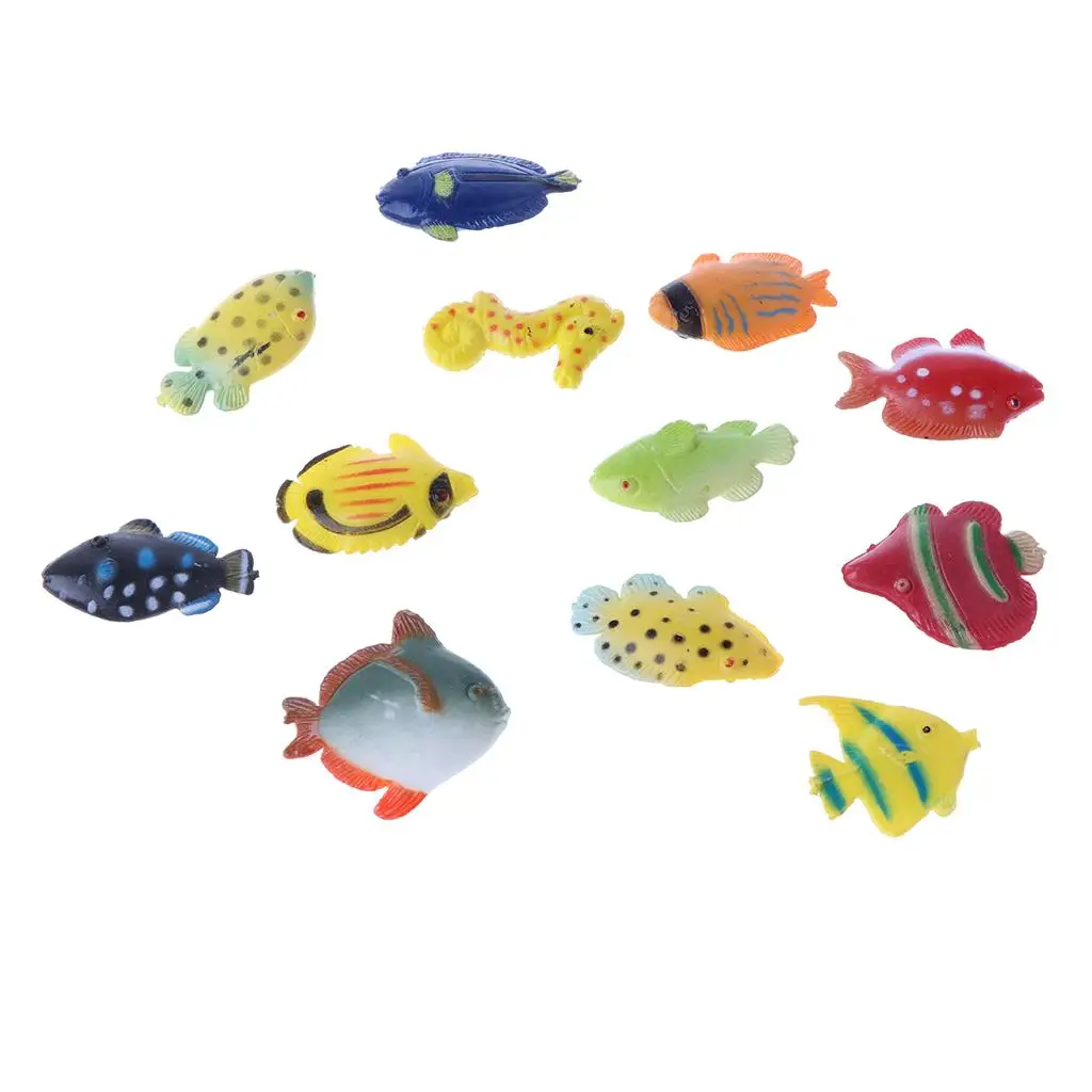 12x Plastic Fish Model Figures Party Favors for Kids Children