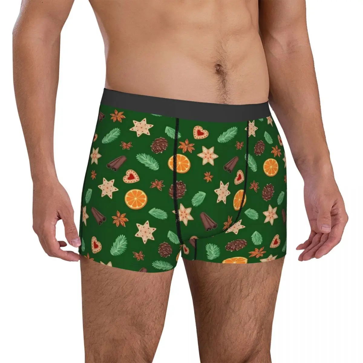 Christmas Pine Cones Underwear Festive Fall Print Males Shorts Briefs Sexy Trunk High Quality Print Large Size Panties