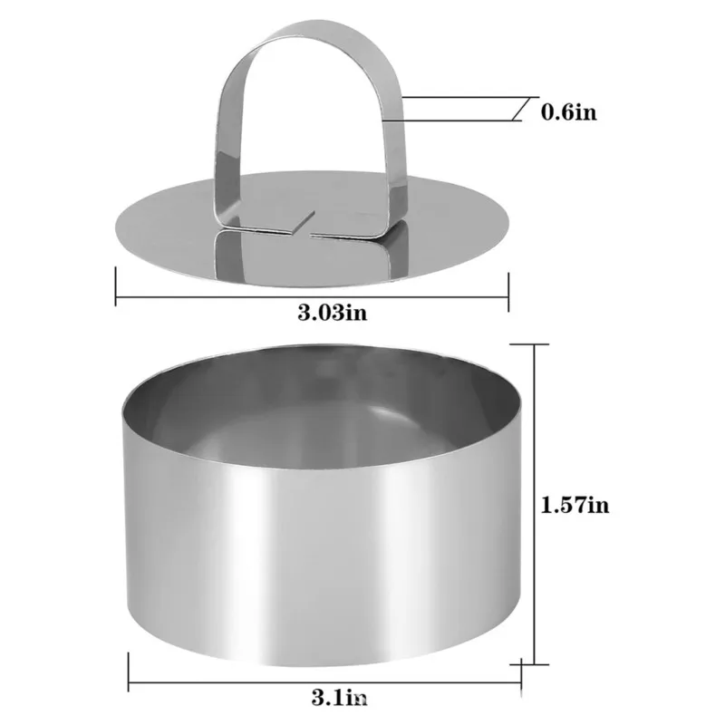 PROMOTION!Stainless Steel Cake Molds Set - 4 Shapes with Press Plunger, DIY Baking Tools for Sushi & Pastries