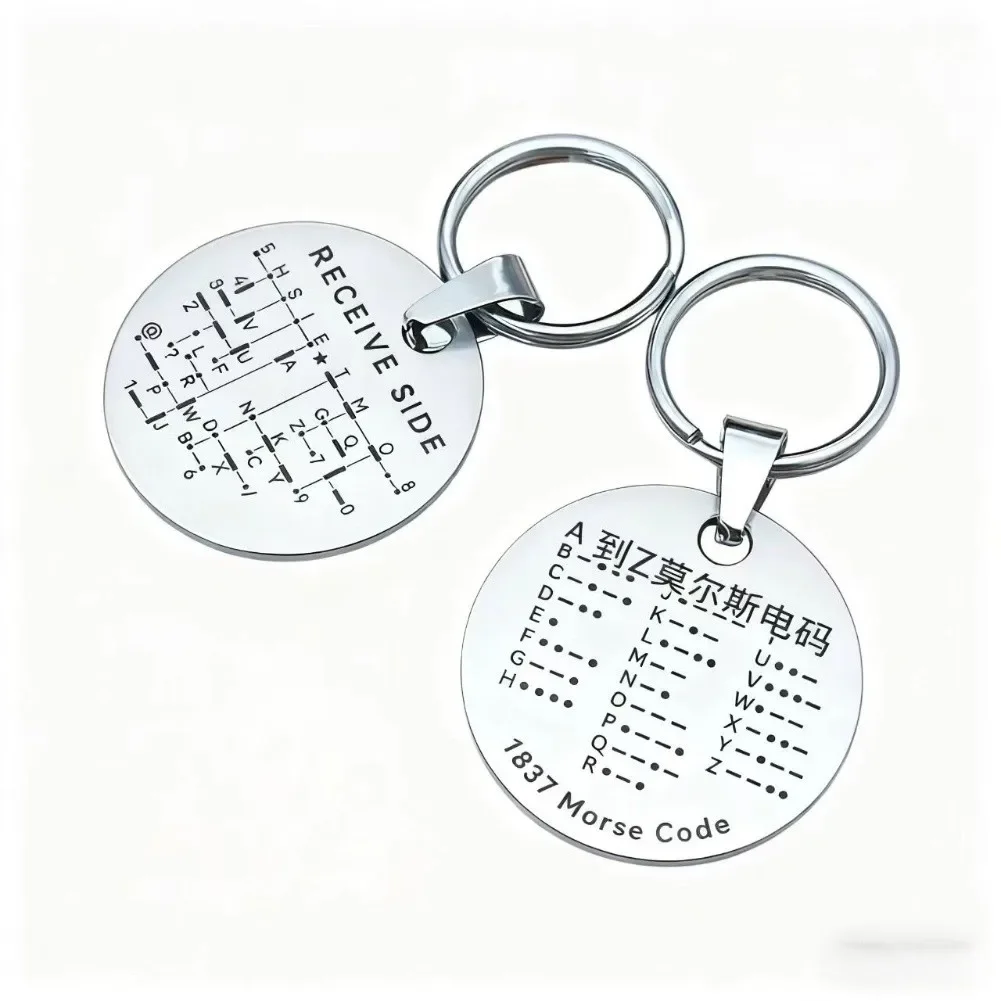 Radio Keychain Token CW Training Coin Black-R Communication Tools Engraved Code Markings Stainless Steel Engraved