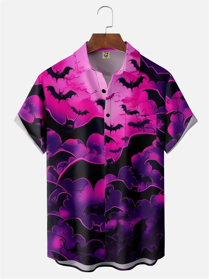 

Halloween Bats Pattern 3D Printed Fashion Men's Short Sleeve Shirt Casual Unisex Funny Pumpkin Skull Graphic Men Women Shirts