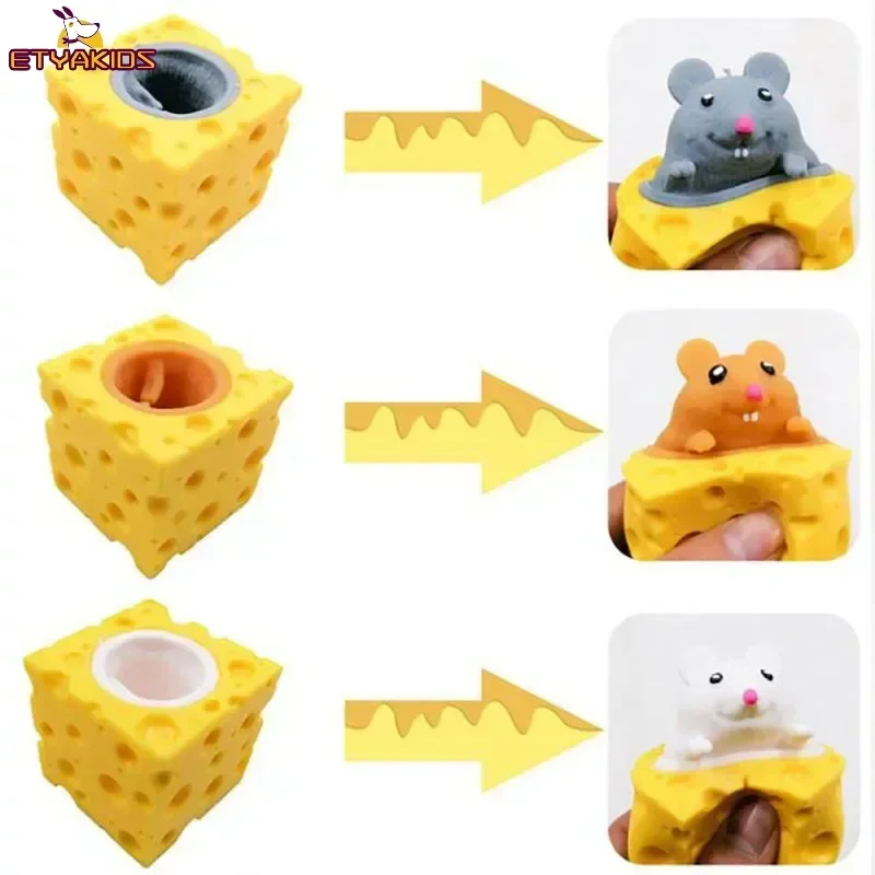 

Kawaii Decompression Mouse Cup Pinchers Stress-relieving Pet Cheese Mouse Pinch Fun Stress Ball Vent Squirrel Cup Prank Toy