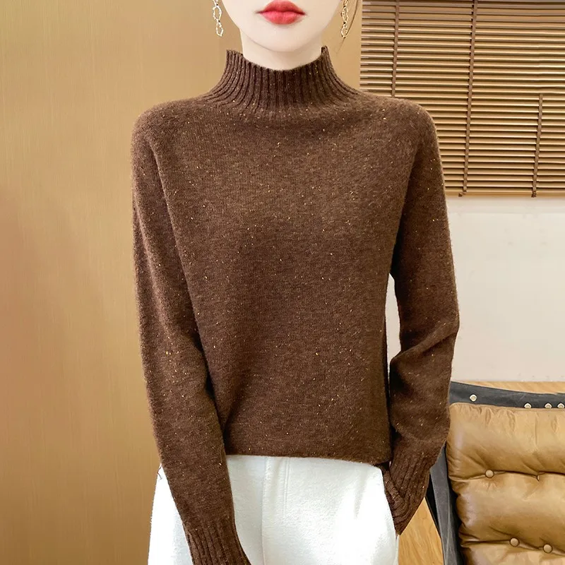 Maglione di lana caldo di moda di fascia alta invernale Maglione pullover a maniche lunghe Maglione di lana semplice di lusso leggero Maglione caldo-WQ286