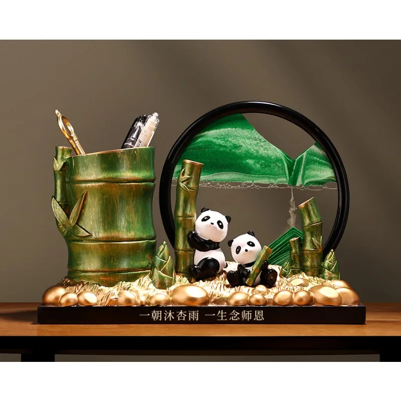 Merchandise Panda Pen Holder Quicksand Painting Souvenir Ornament Niche High-end Home Living Room Decorations Desktop Gifts