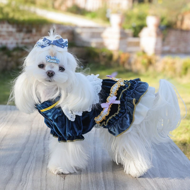 

Ambeni Высококачественная одежда для домашних животных, одежда для мальтийских щенков, платье Лолиты, одежда для собак