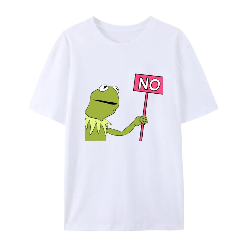 Funny Kermit Meme Hold A Gun Cartoon Cotton Tees Men Women Creative Anime Graphic T Shirts Popular Fashion Hipster Streetwear