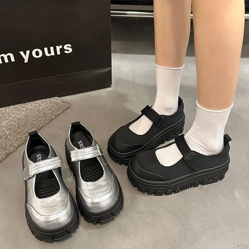 

Mary Jane Shoes Quality Painted Leather Platform Shoe Japanese Round Head JK Skirt Shoes for Women Shallow Mouth Single Footwear