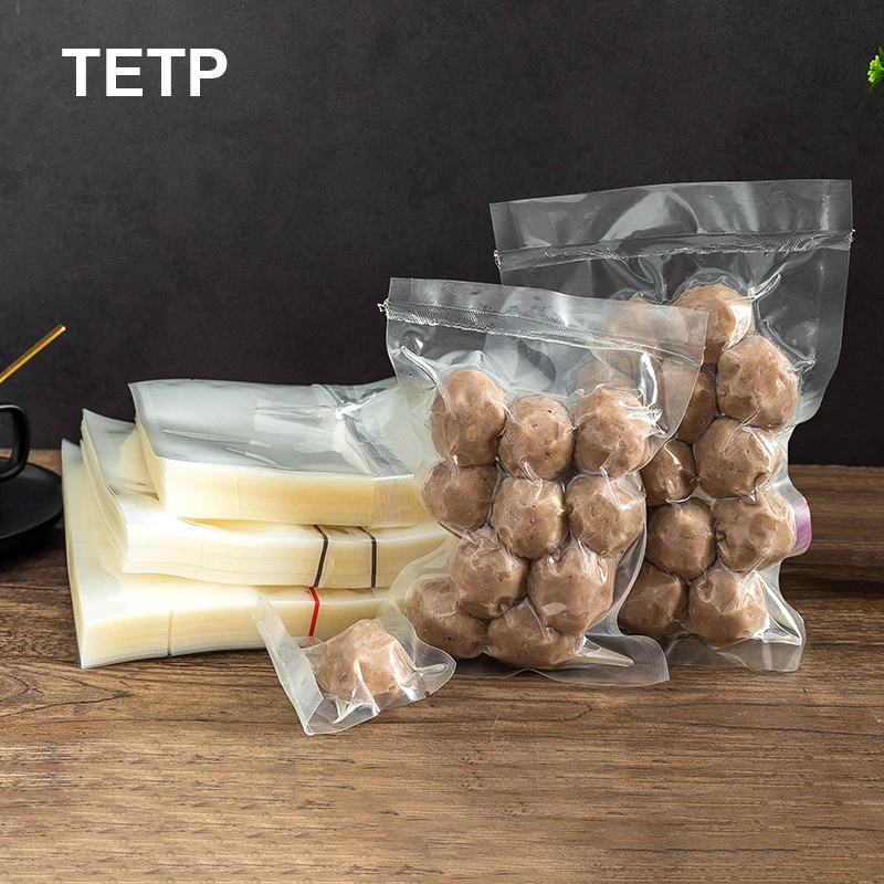 

TETP 50Pcs Transparent Vacuum Bags Food Preservation Packaging Storage Sealing Leakproof Kitchen Fresh Shut Wrap Containers