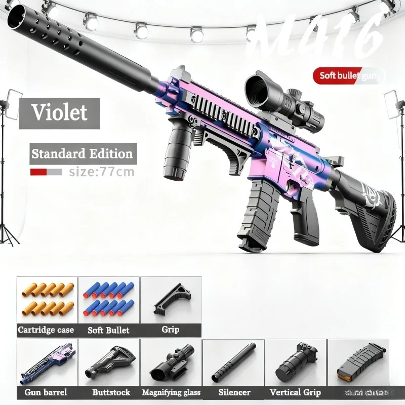

Newly Upgraded Manual Bolt Throwing Shell M416 Soft Bullet Gun Children's Simulation Rifle Shooting Battle Game Toy