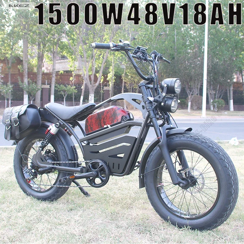 Motorcycle Style Electric Bicycle 20*4.0Inch Fat Tire Mountain Off-Road E-bike 1500W 48V 18AH Hydraulic disc brake Electric Bike