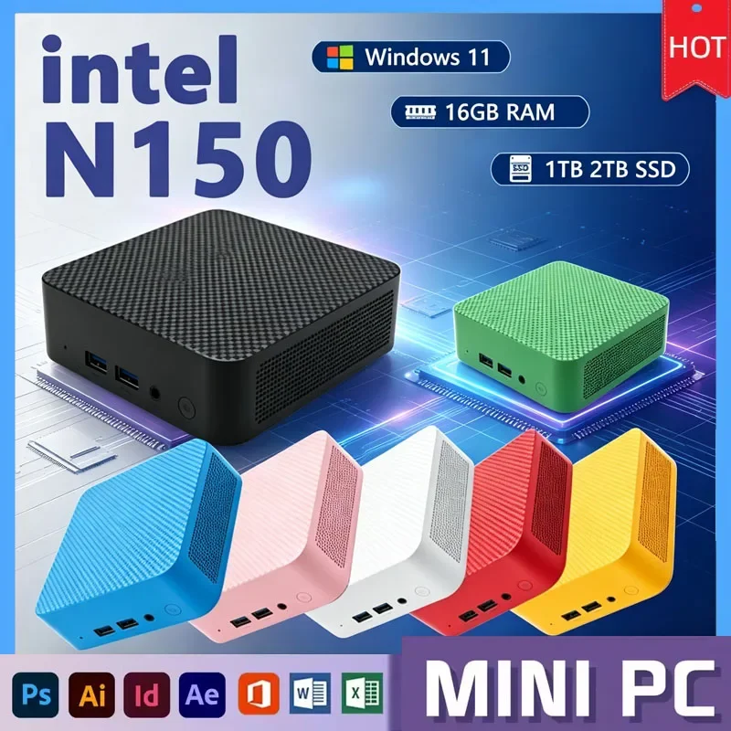 New Mini PC Portable Intel N150 High-Performance 1TB/2TB SSD WiFi6 16GB RAM Desktop Office Gaming PC