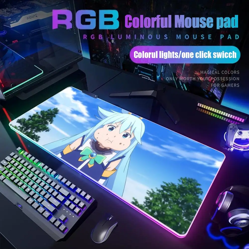 

Konosuba Sad Aqua Mouse Pad Gamer Rgb Desk Mat Back Light Led Mousepad Setup Gaming Accessories Deskmat Big Mousepepad Backlight