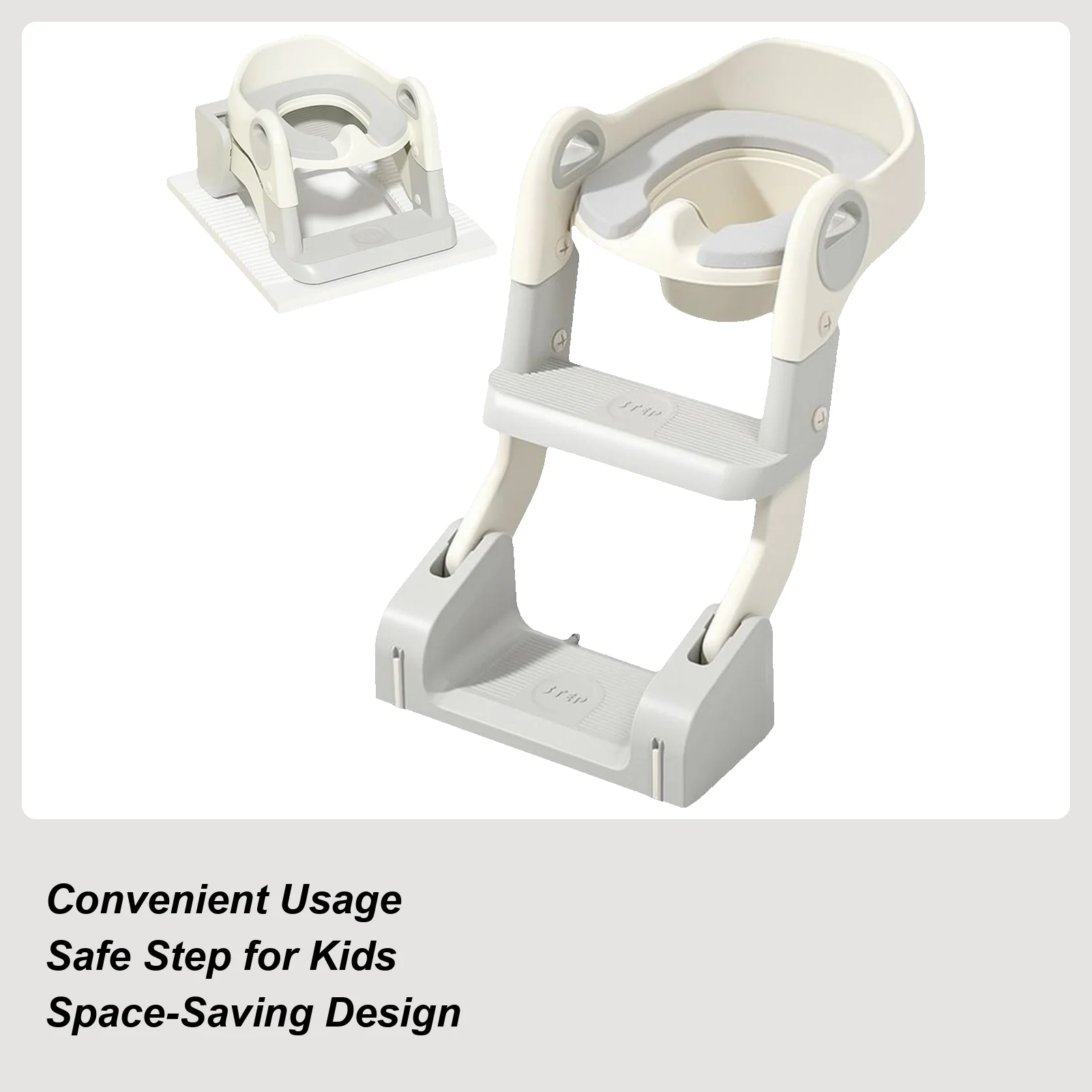 Potty Training Seat Adjustable Foldable Anti-slip Potty Ladder Baby Step Stool for Home Bathroom Playroom Nursery Travel Car