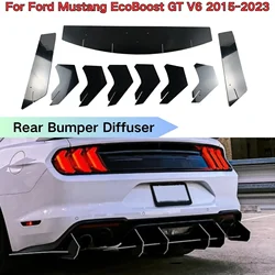 Rear Bumper Diffuser For Ford Mustang EcoBoost GT V6 2015 2016 2017-2023 Car Accessories Body Kit Spoiler Splitter Black
