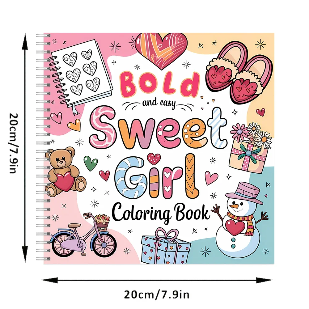 Easy Sweet Girl Coloring Book for Adult Colouring Book, Birthday Day Gift, Back to School Supplies, Adults Cute Drawing Book