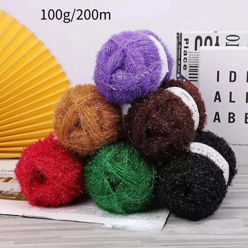 

100g/200m Woven Doll Gold Yarn, DIY Korean Dish Towel Shiny Silk Thread, Woven Bag Accessories Glass Fiber Knitting Wool Yarn