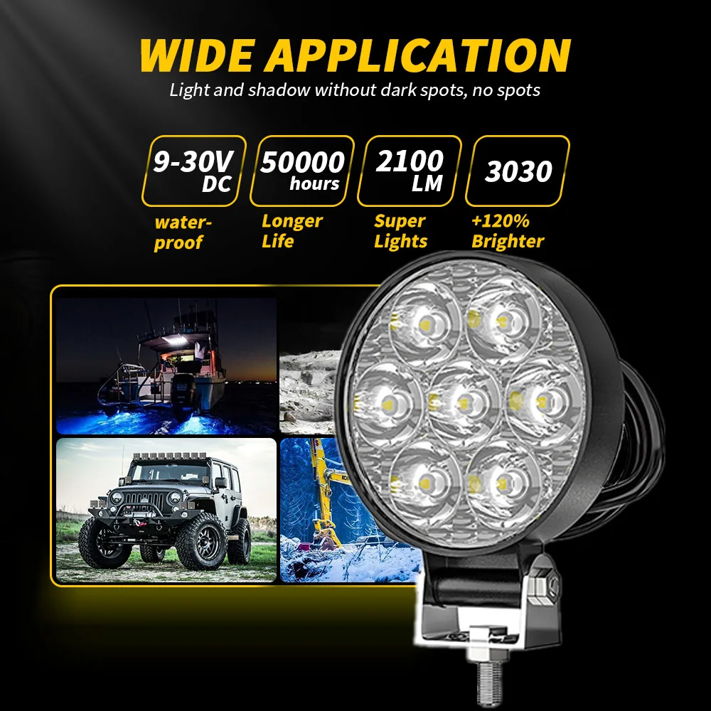 4 PCS 2.5inchLED Work Light Round Square Work Light 12V 24V 4X4 Auto Light Fog Lamp off Road for ATV SUV Spotlight image 5