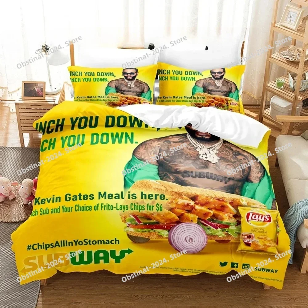 طقم سرير توب كيفن جيتس طقم سرير مفرد مطبوع مع كيس وسادة غطاء لحاف سرير ناعم فردي مزدوج كوين سوبر كينج مقاس #6