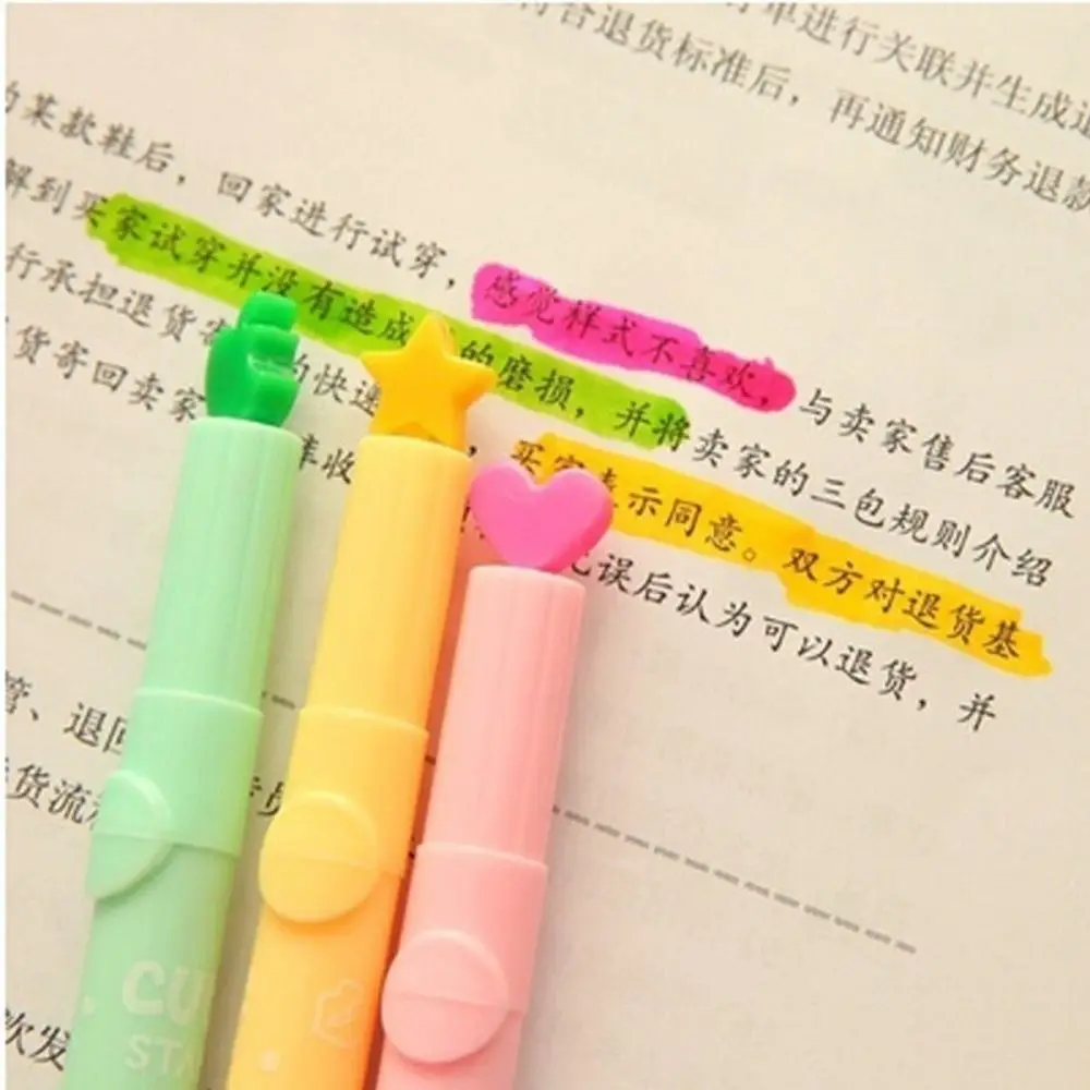 Cute Candy Color Highlighters Pen Creative Marker Stamp Fluorescent Pens School Supplies Office Stationery
