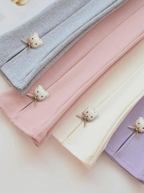 女の子用ミッドシルク純綿ハイウエスト伸縮性ロングパンツ秋の新作おしゃれで多用途な子供用ズボン