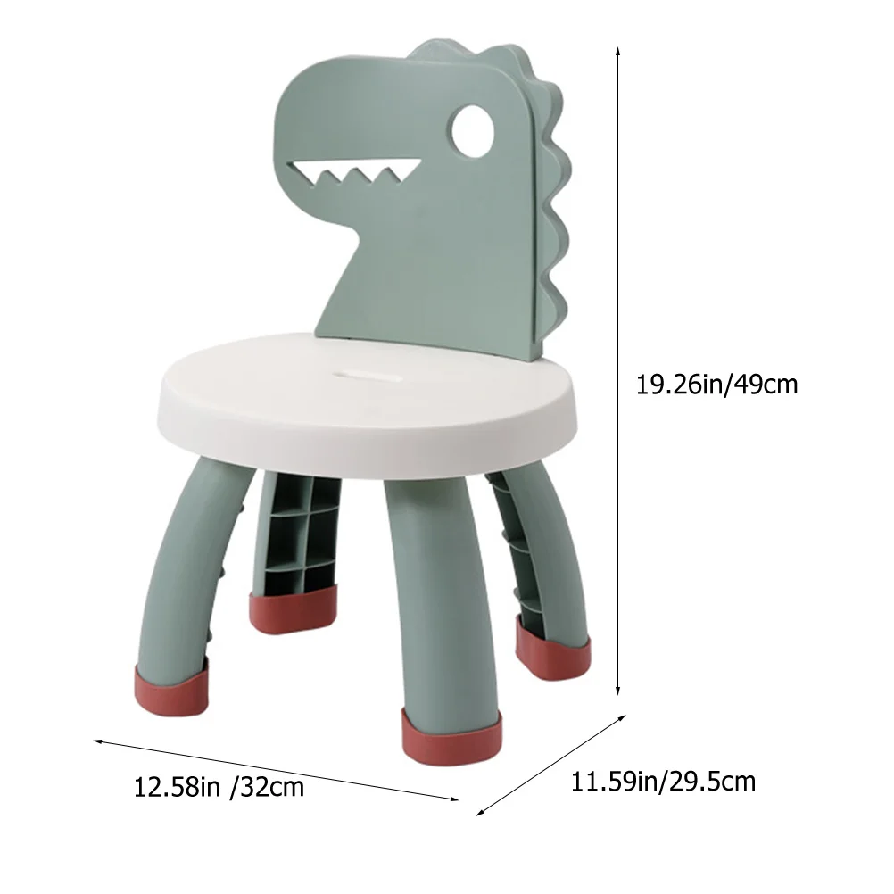 Children Chair Toddler Back Cartoon Dinosaur Kids Stool Portable Step Closet Safe Rounded Corners PP PVC Material Lightweight