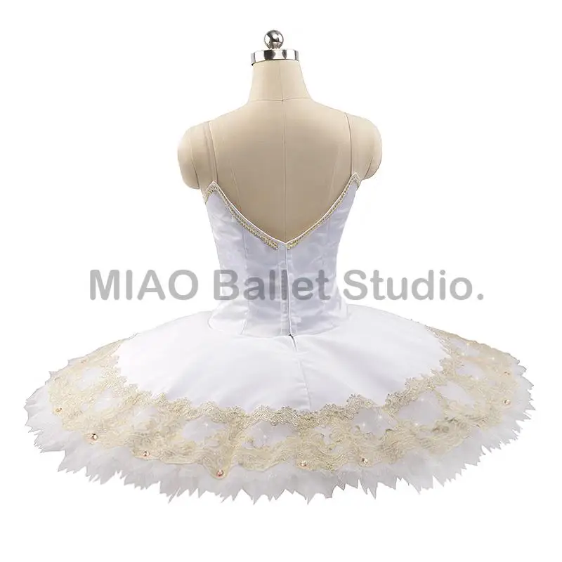 White Gold Professional Platter Tutu ballet  for Girls Coppelia Doll Costume Ballet tutu Classical Adult Ballerina 0154