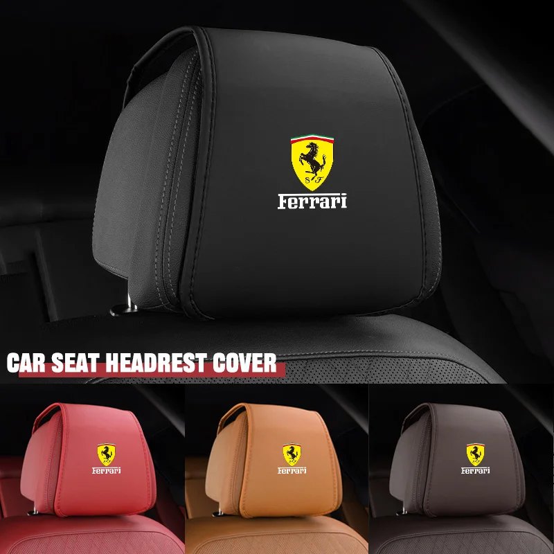 Funda protectora de cuero PU para reposacabezas de asiento Interior de coche, accesorios para Ferrari SP1 812 F40 F12TDF SF90 458 488 599 612 FF F12