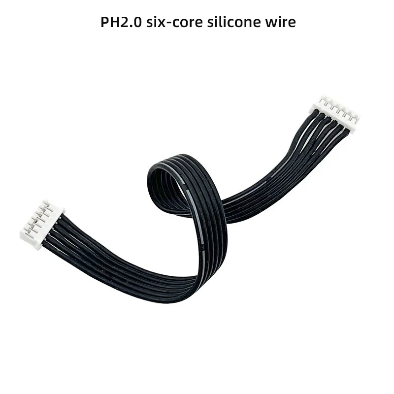 

50PCS PH2.0mm pitch black double-ended 6P6C terminal cable Soft silicone six-core parallel cable