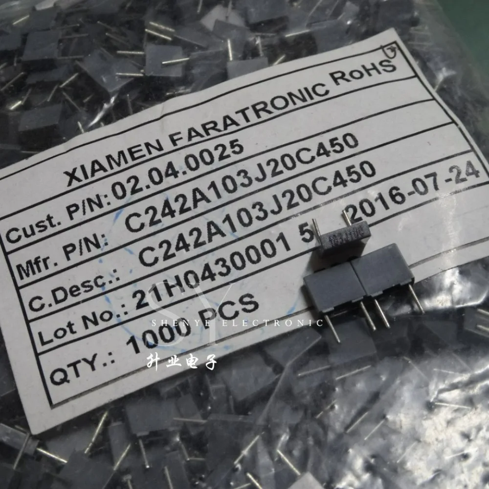 20pcs/lot Fara C242A 0.01uf 100V 10nF 103 J Brand New 5mm Film Capacitor C242A103J20C450